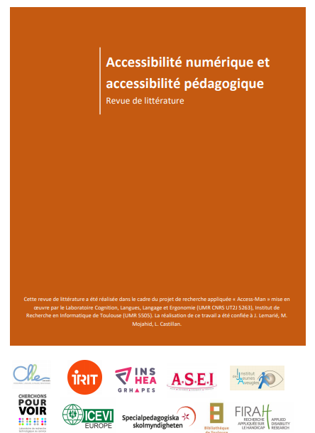 Accessibilité numérique et accessibilité pédagogique Couverture de la revue de littérature Accessibilité numérique et accessibilité pédagogique, jpg