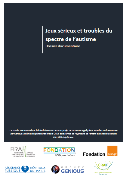 Jeux sérieux et TSA 1ère page de couverture de la revue de littérature Jeux sérieux et TSA