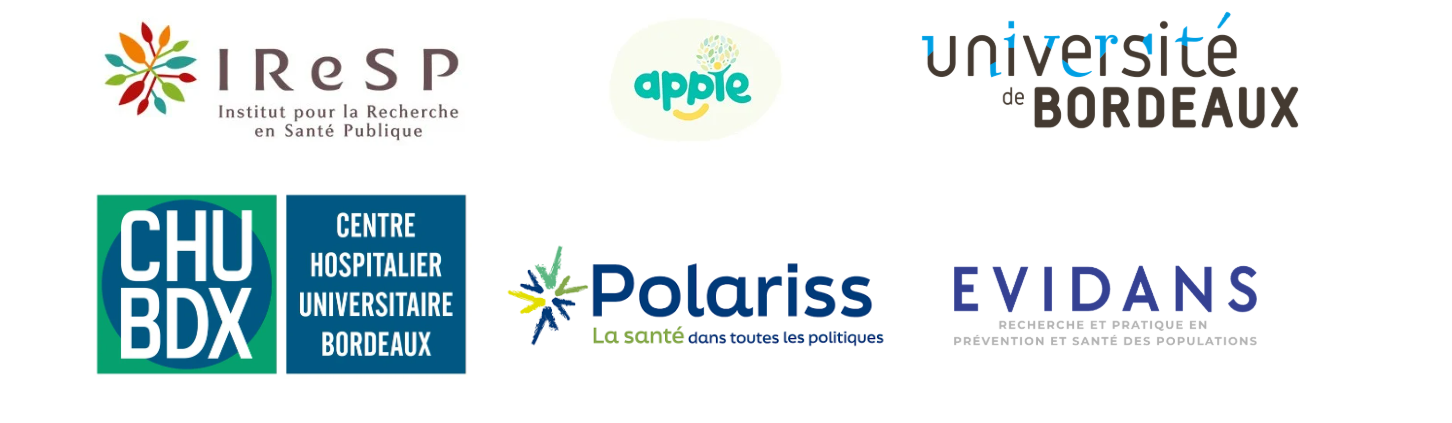 logos IRESP, APPIE, Universit&eacute; de Bordeaux, EVIDANS, Polariss, CHU Bordeaux